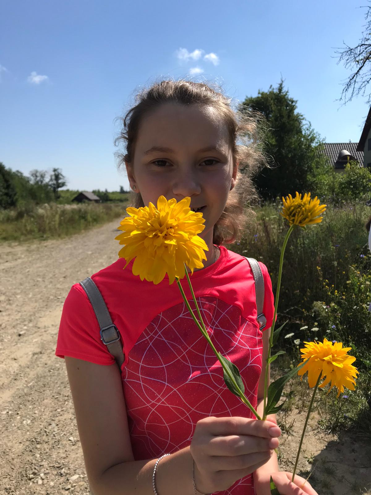 Child with flowers