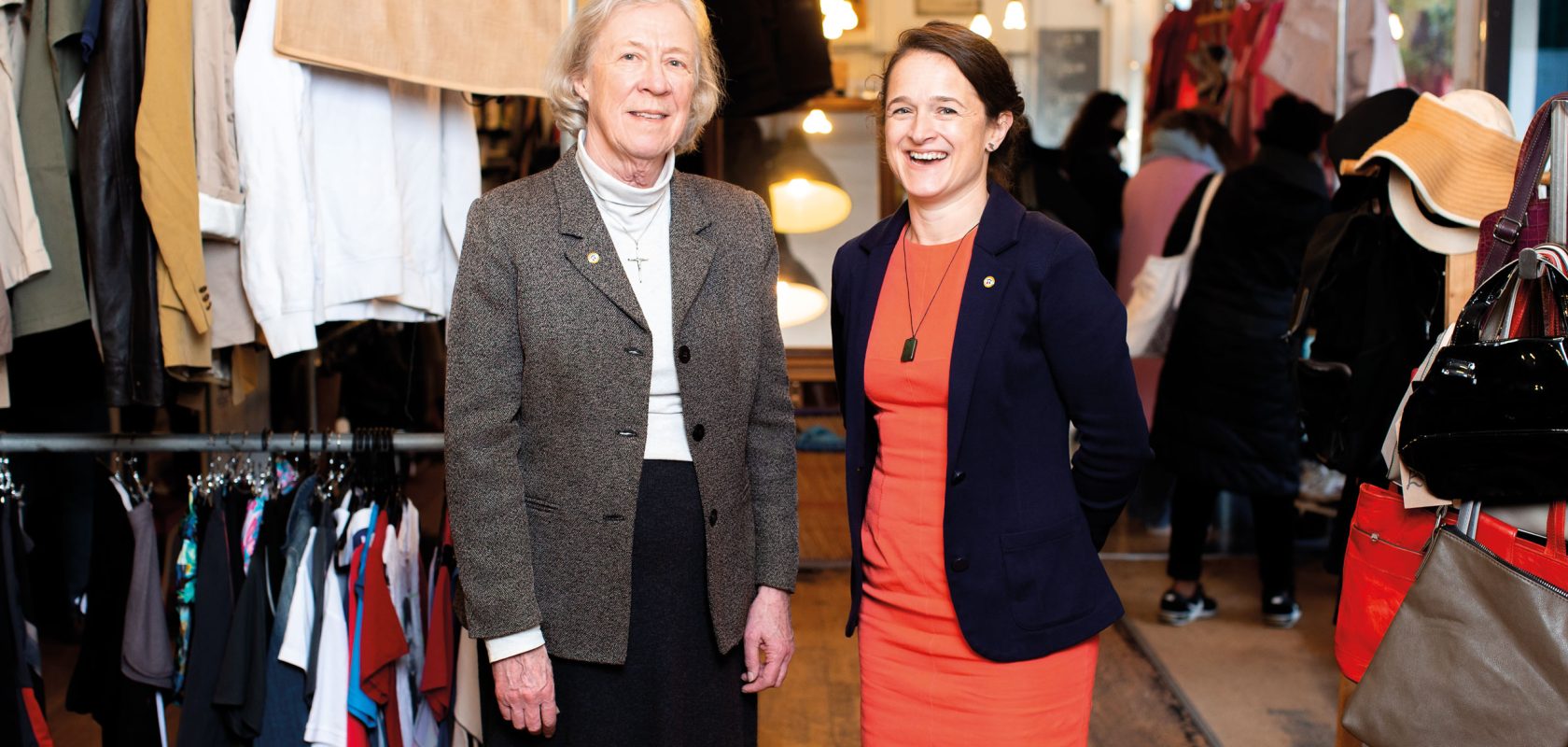 Jane and Libby smiling in one of the FARA shops