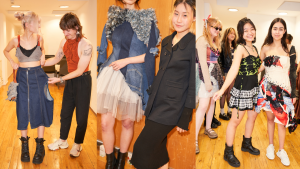 Students from London College of Fashion are pictured with their creations for the FARA Charity Shops sustainable fashion collaboration